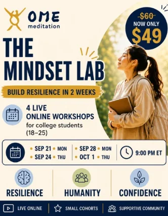 Flyer for 'The Mindset Lab' online resilience workshop for students.